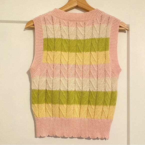 Debut Y2K Striped Pastel Streetwear Casual Minimalist Soft Vest Tank Top Shirt - Picture 2 of 4